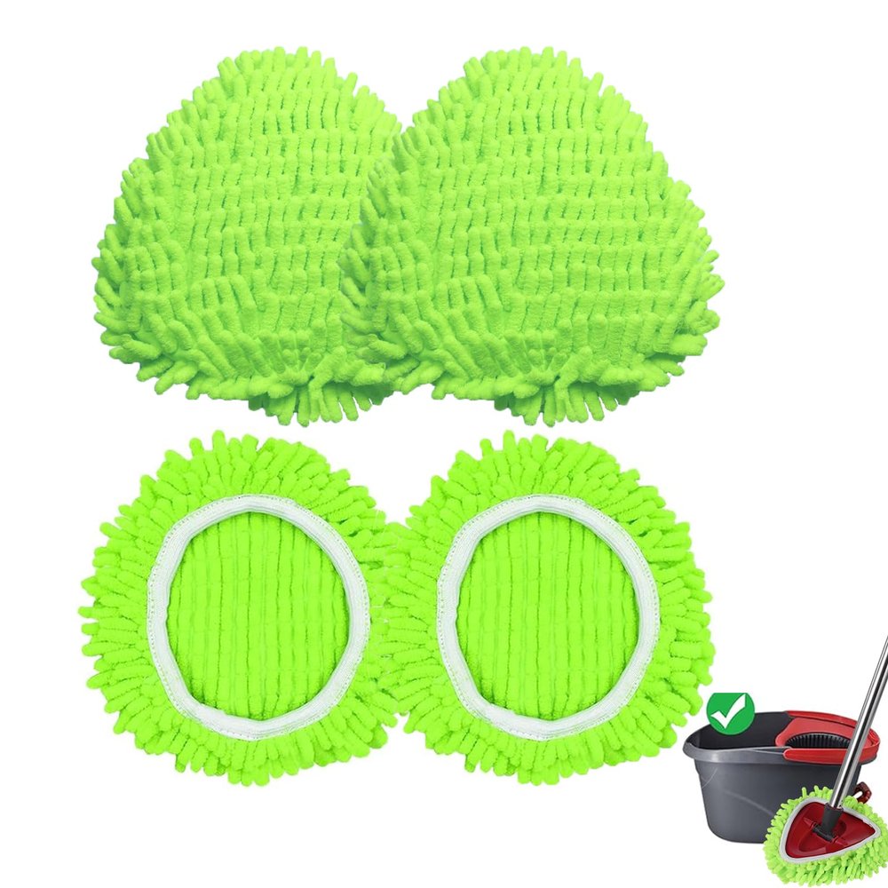 4 Pack Reusable Microfiber Mop Pads Compatible with O-Cedar EasyWring 1-Tank Spin Mop System,Elastic Mop Head Replacement for Deep Clean,Machine Washable Mop Refills