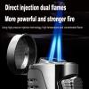 Windproof Direct-Injection Dual Flame Lighter, Portable Butane Metal Lighter, Visible Transparent air Window, Adjustable Flame Lighter, Suitable for Indoor, Outdoor, Camping and Other Scenes.(Silver) view 3