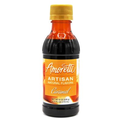 Amoretti - Natural Caramel Artisan Flavor Paste, 8 oz, Perfect For Ice Cream, Beverages, Cakes, and more, Preservative Free, Vegan, Gluten Free, No Artificial Sweeteners, Highly Concentrated