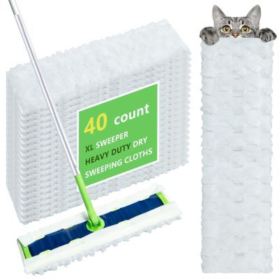 40 Count XL Heavy Duty Dry Sweeping Cloths for Swiffer Sweeper XL Mop - Disposable X-Large Pet Refill - Thickened Multi-Surface Dry Mopping Pad Refills for Floor Cleaning