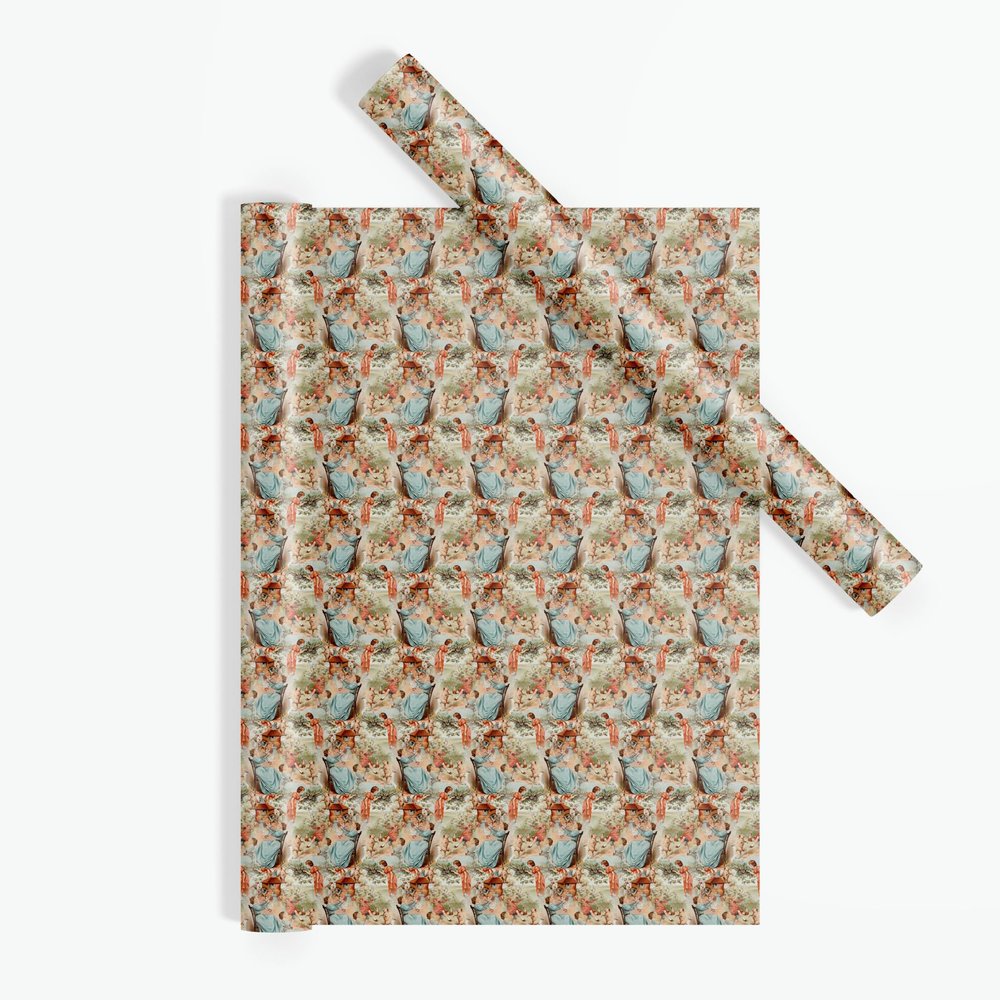 ZumBuys Playful Pathways Wrapping Paper Roll for Baby Gifts, Old Lady Who Lived in a Shoe Nursery Rhyme Theme, 90 gsm Fine Art Paper (Gloss, 30" x180)