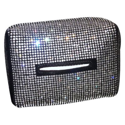 Tissue Box Cover, Car Tissue Holder with Diamonds, Sparkling Car Tissue Box Holder Mask Holder, Diamond Rhinstone Tissue Case Box Interior Decor
