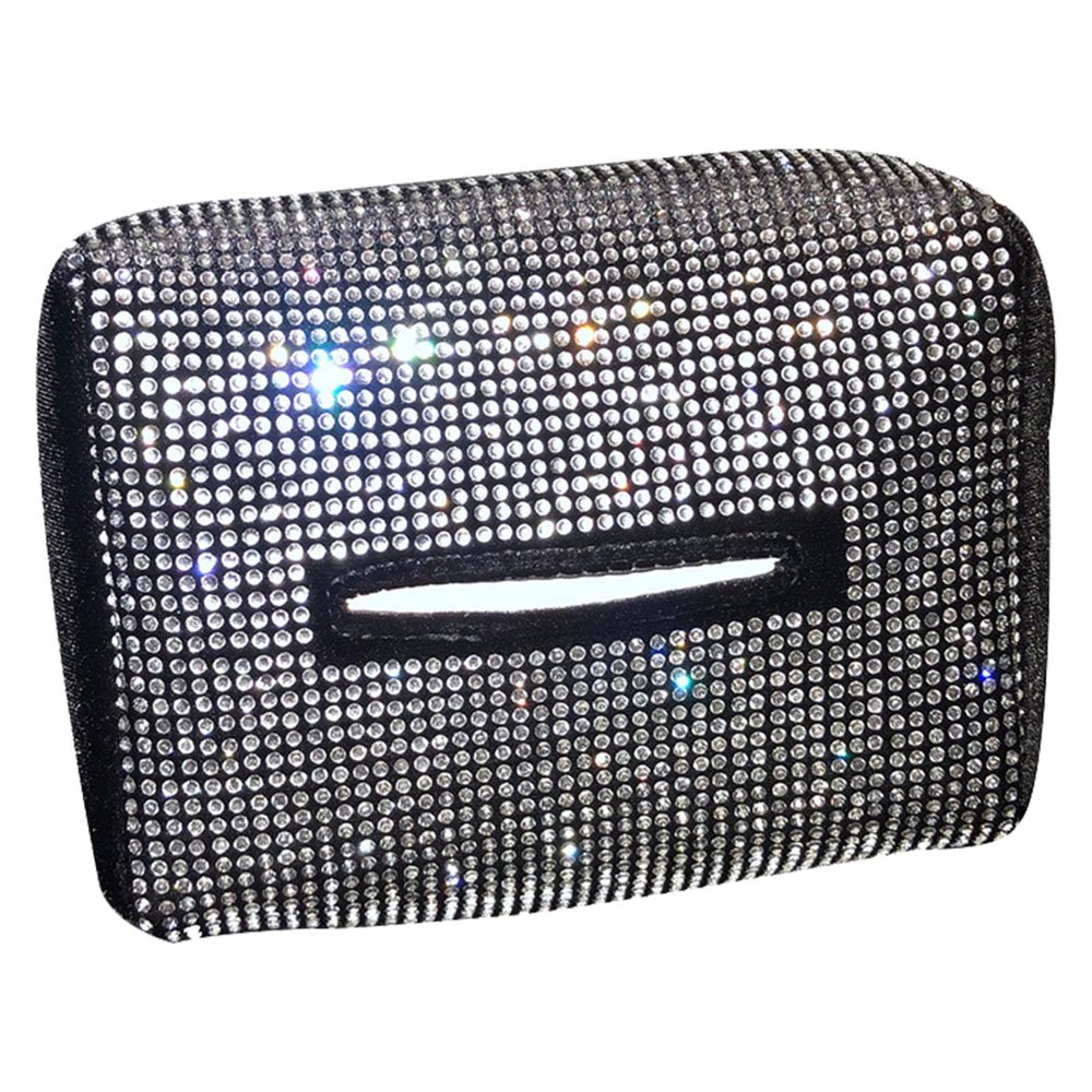 Tissue Box Cover, Car Tissue Holder with Diamonds, Sparkling Car Tissue Box Holder Mask Holder, Diamond Rhinstone Tissue Case Box Interior Decor