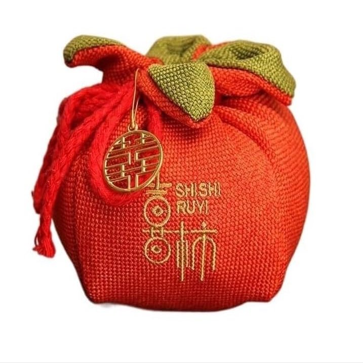 ONQendDv Paper bags,5pcs goodie bags, giftBags Persimmon Shape Candy giftBox with Drawstring Cotton giftBags Packaging for Wedding Party Favors Shower Favor