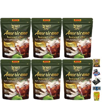 Naka Americano Coffee Black Roasted Coffee 15 Sachets/Pack Snack Delicious Mush Mellow Intense Set 6 No0647899465 By Beautygoodshop [Get Free For You Beauty Gifts]