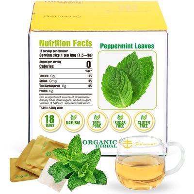Soilmount - Peppermint Leaf Tea - |Mint leaf tea|Bohe||| - Pure Herbal Tea - Natural, Organic, Non-GMO, Clean Ingredients, Caffeine Free (18 Tea Bags, Box 1)