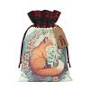 Cute sleeping fox and floral design pattern Drawstring Christmas Bags, 3D Xmas Gift Bags, Christmas Wrapping Bags,Party Favor BagsM view 1