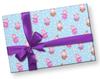 Baby Blue Snowflake and Pig Thick Gift Wrap, Cute Winter Pigs Xmas Gift Wrap, Ice Skating Barn Animal Theme (Blue, One 20 inch x 30 inch sheet) view 2