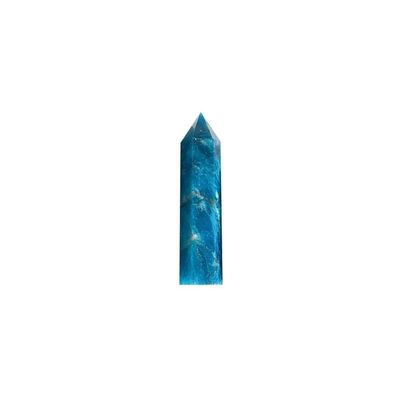 1pc Natural Crystal Blue Apatite Single Point Wand Polished Hexagonal Obelisk Column Home Decoration,7-8cm