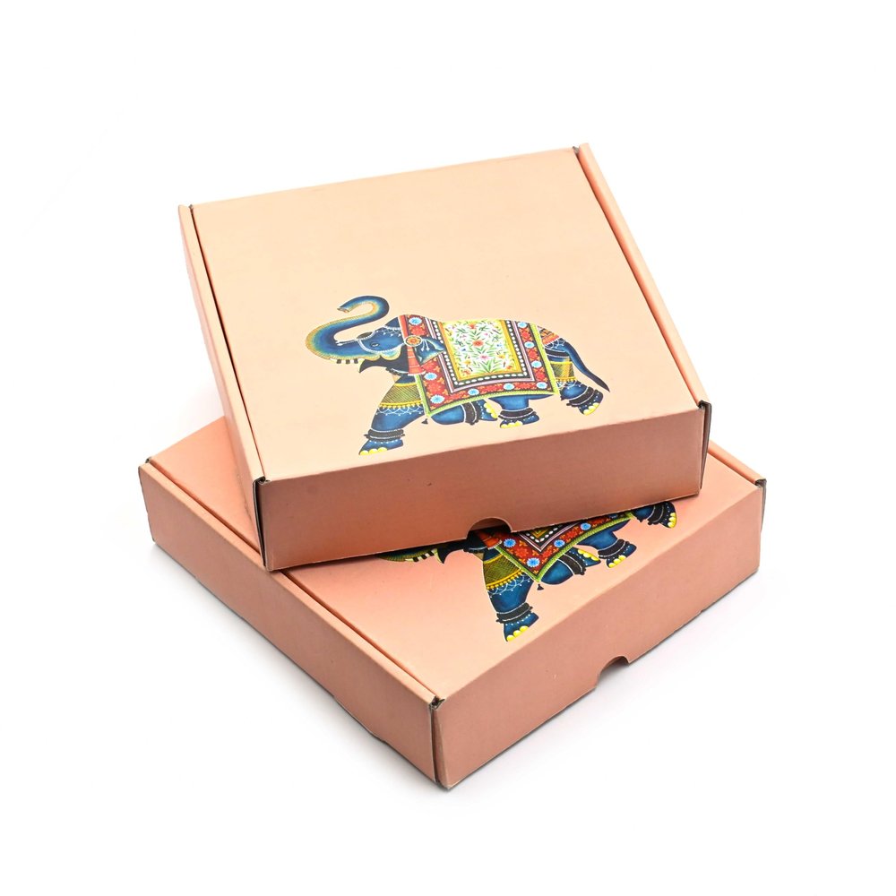 20 Pcs Multipurpose Decorative Folding Paper Box with Elephant Print Rectangle Cardboard DIY Box for Gift Hamper, Festival Gift Wrap Boxes