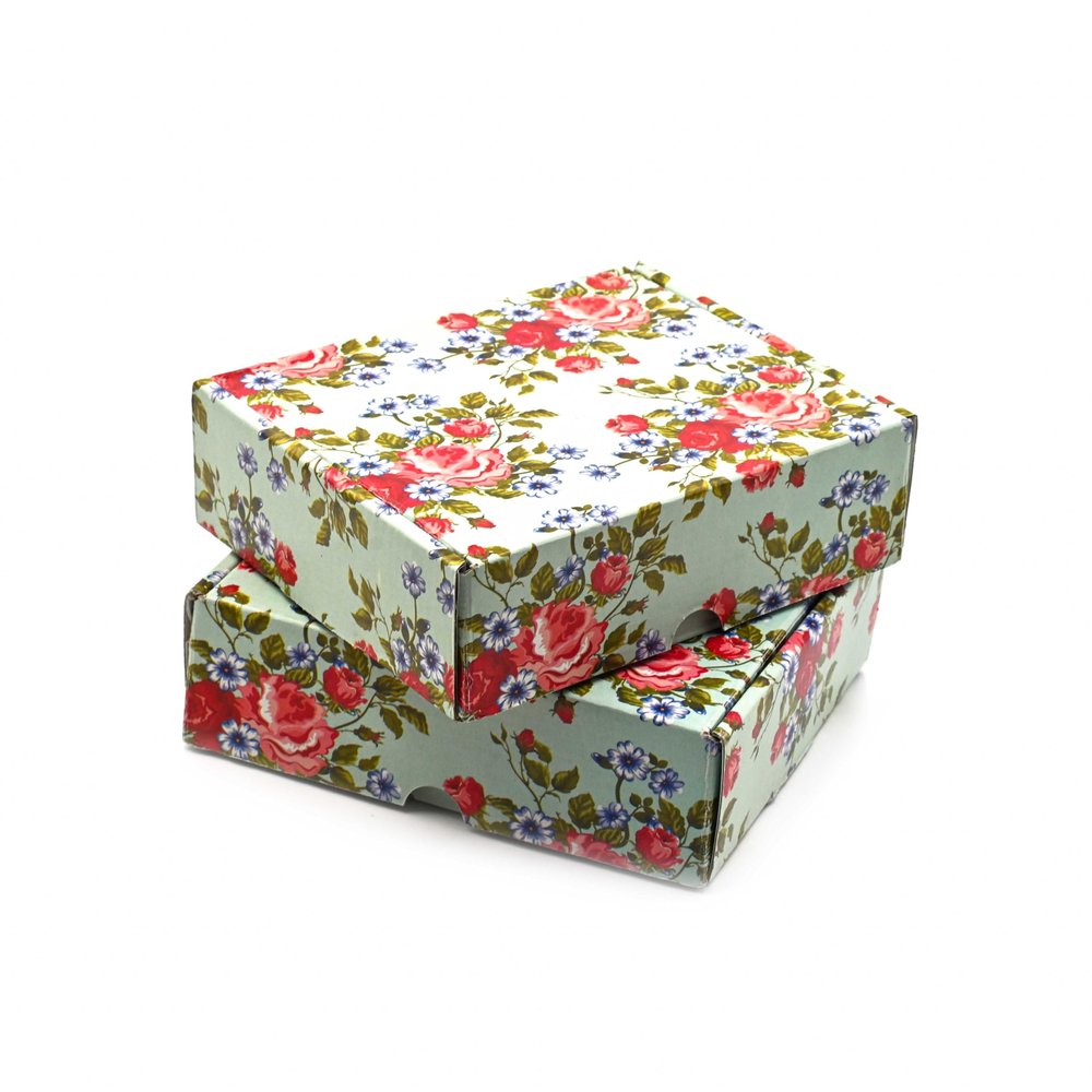 12 Pcs Multipurpose Decorative Folding Paper Box with Flower Print Rectangle Cardboard DIY Box for Gift Hamper, Festival Gift Wrap Boxes
