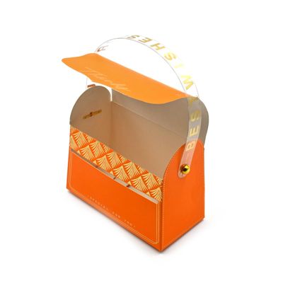 4 Pcs Multipurpose Decorative Folding Storage Paper Box with Handle DIY Orange Box for Gift Hamper, Festival Gift Wrap Boxes