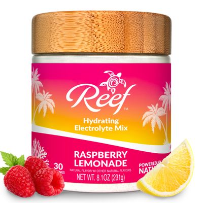 Reef Replenish Hydrating Electrolyte Powder - Hydration with Natures Electrolytes + Real Fruit - Raspberry Lemonade, No Added Sugar, 5 Key Electrolytes + Vitamins, Trace Minerals, 30 Servings