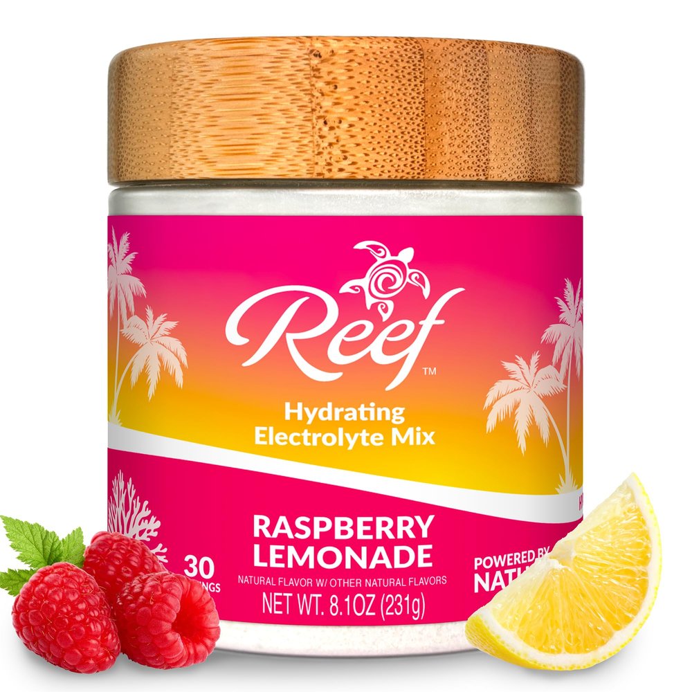 Reef Replenish Hydrating Electrolyte Powder - Hydration with Natures Electrolytes + Real Fruit - Raspberry Lemonade, No Added Sugar, 5 Key Electrolytes + Vitamins, Trace Minerals, 30 Servings