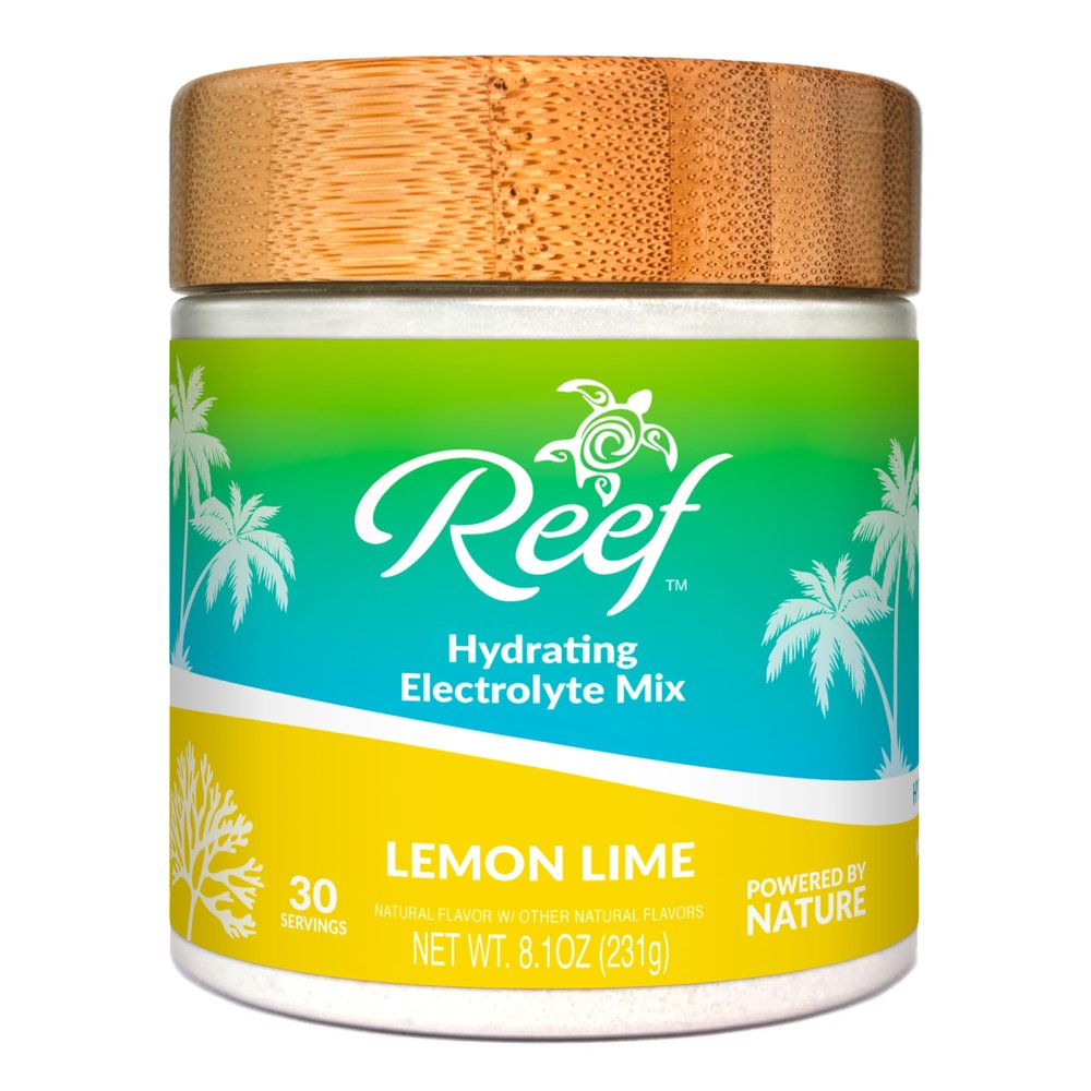 Reef Replenish Hydrating Electrolyte Drink Mix - 30 Servings - Hydration Powder w/Coconut Water - Non-GMO, No Added Sugar, 5 Key Electrolytes + Vitamins (30 Servings, Lemon Lime)