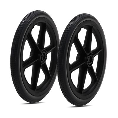 1 Pair Wheelchair Rear Wheel Assembly, 16 Inch Anti-Slip Replacement Solid Urethane Tire, ABS Plastic Wheel Hub with Metal Bearings