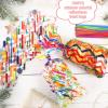 SOMIOCO Rainbow Cellophane Treat Bags Party Favor Bags 5x11 in 100 Pieces Plastic Candy Bags Gift Bags Goodie Bags with Twist Ties for Valentine, Birthday,Cookie Snack Packing Party Bags (4 Pattrerns) view 4