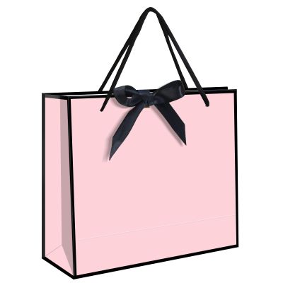5 | 12 | 25 | 50 Pack Gift Bag with Bow Ribbon Horizontal Paper Gift Bags Bulk for Women Men,with Handles for Birthday Wedding Bridesmaid Party Favor Shopping Retail Gift Sacks (Pink, 12.6x4.3x10.5 Inch (Pack of 12))