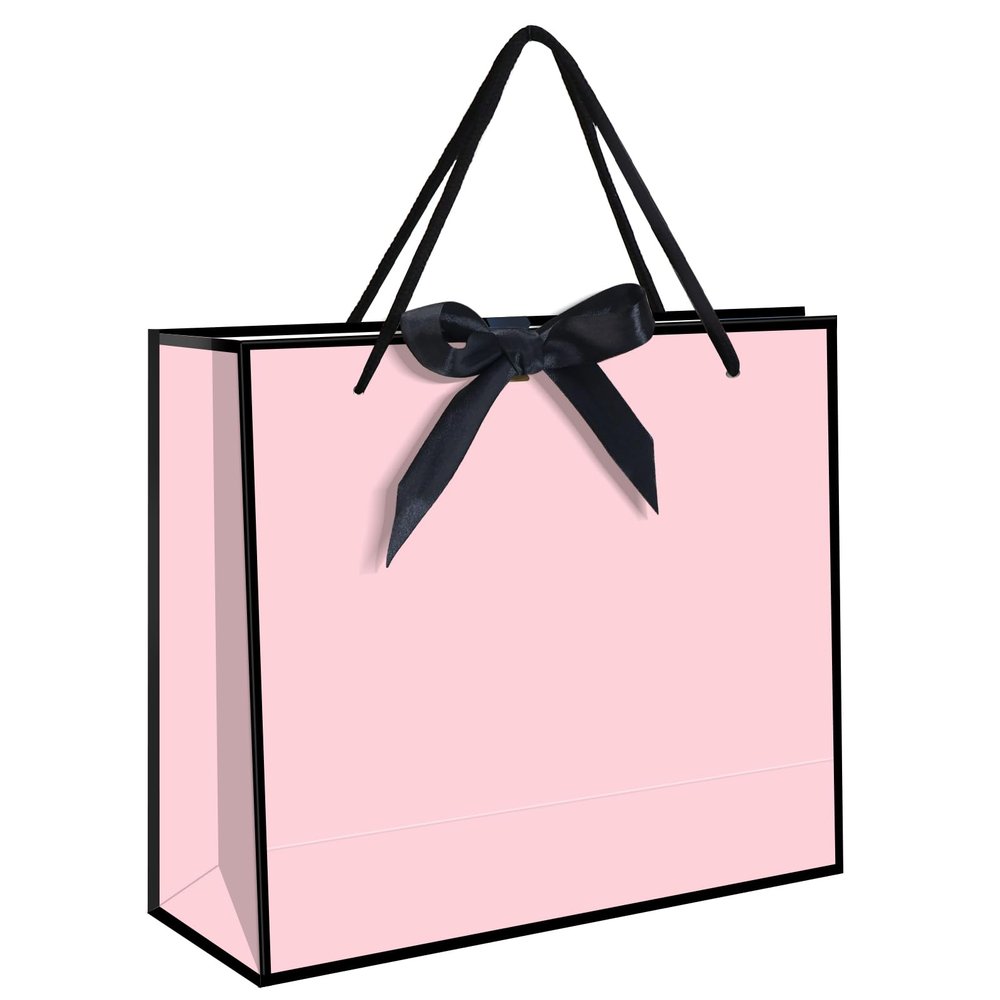 5 | 12 | 25 | 50 Pack Gift Bag with Bow Ribbon Horizontal Paper Gift Bags Bulk for Women Men,with Handles for Birthday Wedding Bridesmaid Party Favor Shopping Retail Gift Sacks (Pink, 12.6x4.3x10.5 Inch (Pack of 12))