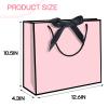5 | 12 | 25 | 50 Pack Gift Bag with Bow Ribbon Horizontal Paper Gift Bags Bulk for Women Men,with Handles for Birthday Wedding Bridesmaid Party Favor Shopping Retail Gift Sacks (Pink, 12.6x4.3x10.5 Inch (Pack of 12)) view 2