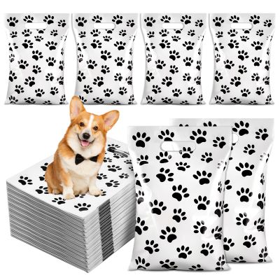 120 Pcs Paw Print Gift Bags, Paw Print Dog Birthday Treat Bags Bulk for Dog Party Supplies