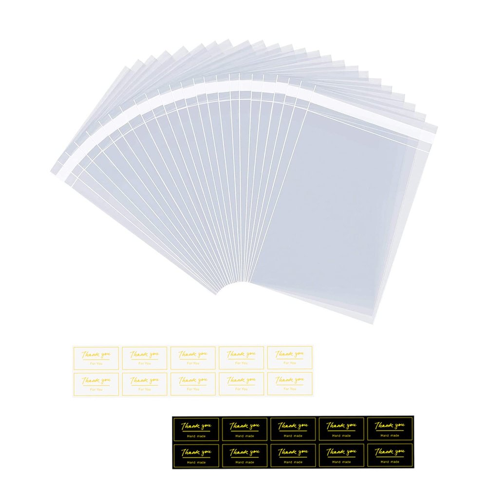 Fimary 100 Pcs Knafeh Pistachio Chocolate Wrappers with 100 Pcs Thank You Stickers - 4 x 8.3 Inch Candy Packaging - Self Adhesive Small Plastic Wax Melt Snap Bar Bags