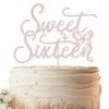 Sweet Sixteen Cake Topper - Rose Gold Glitter Butterfly Theme Sweet 16 Birthday Cake Decorating Supplies for Girls, Sweet 16 Cake Topper for Happy 16th Birthday Party Supplies Photo Booth Props view 1