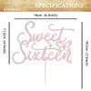 Sweet Sixteen Cake Topper - Rose Gold Glitter Butterfly Theme Sweet 16 Birthday Cake Decorating Supplies for Girls, Sweet 16 Cake Topper for Happy 16th Birthday Party Supplies Photo Booth Props view 3
