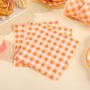 175 Pcs Orange and White Gingham Party Supplies - Orange Gingham Paper Plates and Napkins Sets Serve 25 - Disposable Scalloped Checkered Plates for Birthday Dinner Picnic BBQ Fall Party Decorations view 4