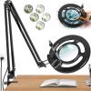 10X Long Magnifying Glass with Light, 2200 Lumen & 24W Stepless Dimming LED Magnifying Lamp with Clamp, Adjustable Swing Arm Lighted Magnifier Light, Hands Free Craft Lamp for Hobby Repair Reading view 1