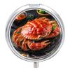 Round Pill Box 3 Compartment Jumbo Crab Pill Case for Purse Pocket Portable Travel Pill Organizer Medicine Storage Box Small Metal Pill Container Holder to Hold Vitamins Fish Oil view 1