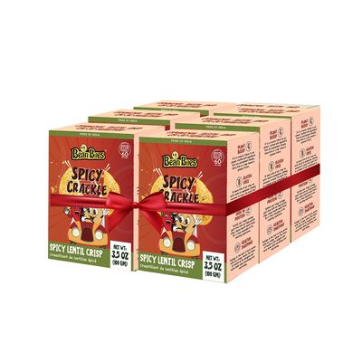 Bean Bites | Spicy Crackle Lentil Crisp 3.53 oz (100 g) PACK of 6 | Mini Poppadom Snack | Round Crunchy Crisps | Mild Spicy | Heat in Oven (Up to 60 secs) | Plant Based Protein by Pride of India
