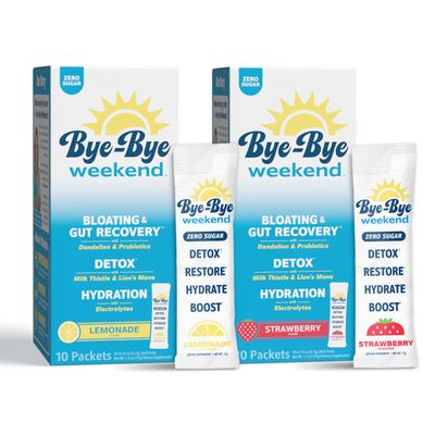 Bye-Bye Weekend Detox Drink Mix w/Electrolytes - for Bloating, Recovery, Fatigue, Brain Fog - Probiotics, Lions Mane, Milk Thistle - Zero Sugar Variety Pack - 20 Pack