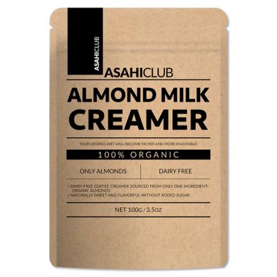 ASAHI CLUB Organic Almond Milk Creamer 3.5 oz, Unsweetened Dairy-Free, Plant-Based Coffee Creamer