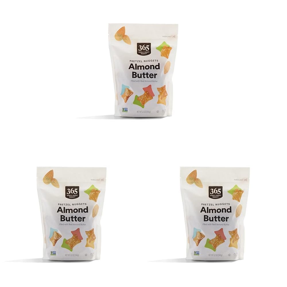 365 by Whole Foods Market, Almond Butter Filled Pretzel Nuggets, 12 Ounce (Pack of 3)