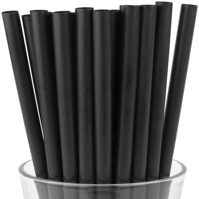 Made in USA Individually Wrapped Non-toxic & BPA-free Plastic Smoothie Drinking Straws (500-Count, Black)