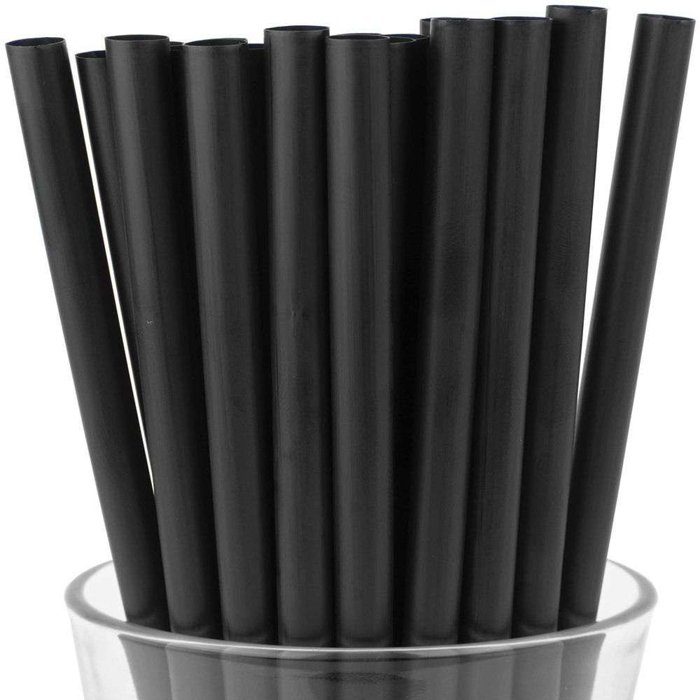 Made in USA Individually Wrapped Non-toxic & BPA-free Plastic Smoothie Drinking Straws (500-Count, Black)