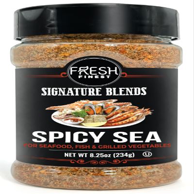 Fresh Finest Spicy Sea Seasoning - 8.25oz (234g) - Oceanic, Authentic, Kosher, All-Natural, Non-GMO, Gluten-Free