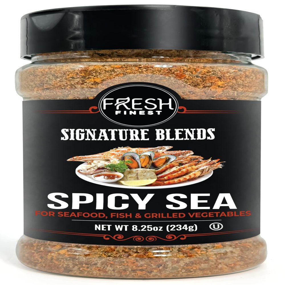 Fresh Finest Spicy Sea Seasoning - 8.25oz (234g) - Oceanic, Authentic, Kosher, All-Natural, Non-GMO, Gluten-Free