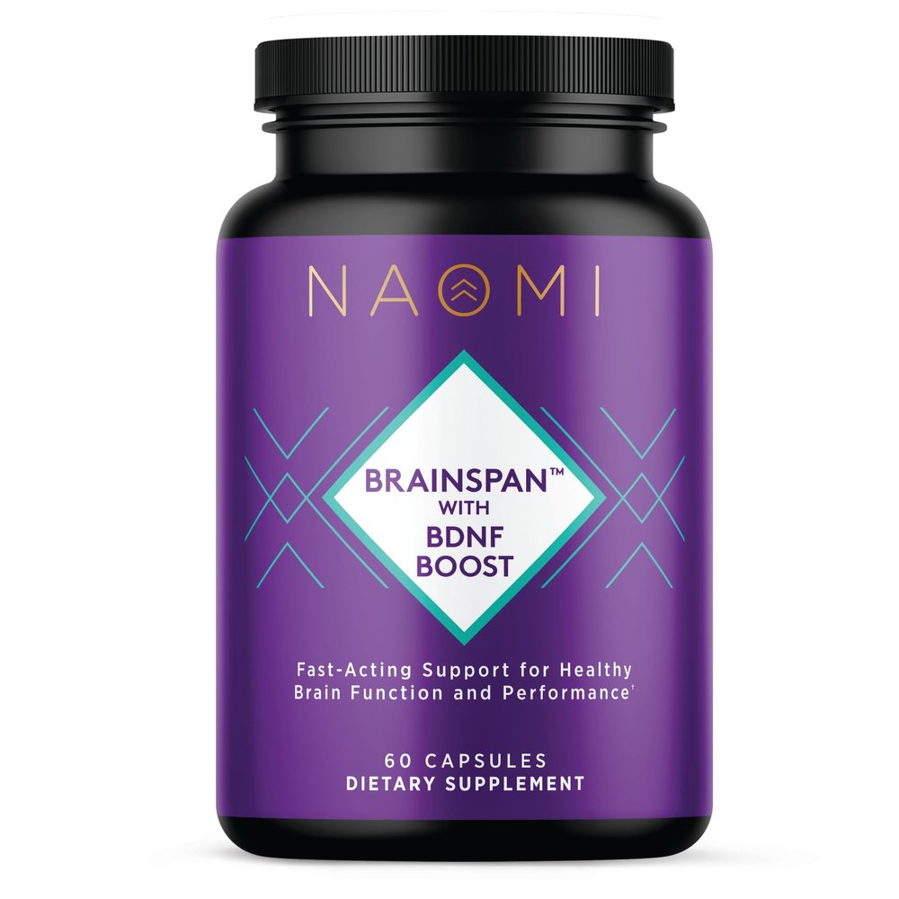 NAOMI Brainspan with BDNF Boost - Fast-Acting Support for Healthy Brain Function & Performance, Lion's Mane Mushroom, Ginkgo Biloba Extract, Garden Sage, Spanish Sage - 60 Capsules, 30-Day Supply