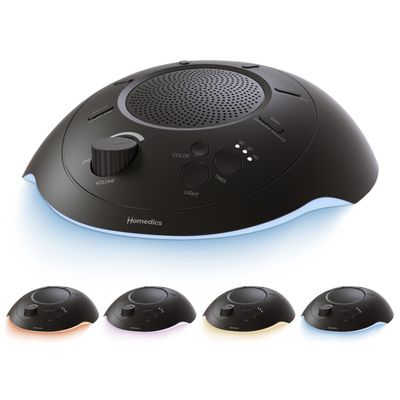 Homedics Sleep Better Portable Sound Machine, Night Light,12 Soothing Sounds Including White Noise, Rain, and Thunderstorm, Ultra-Portable Design, Auto-Off Timer, Ideal for Travel & Baby Sleep, Black