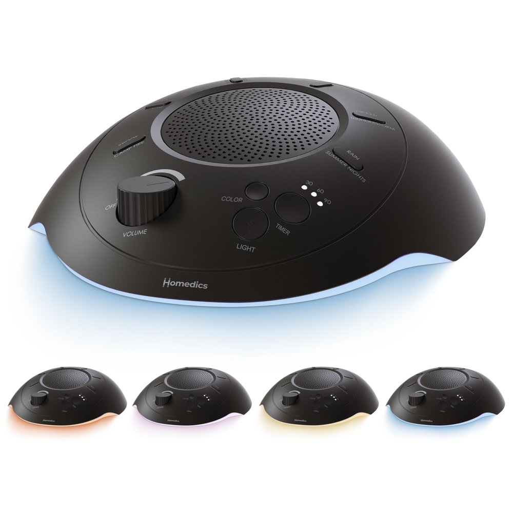 Homedics Sleep Better Portable Sound Machine, Night Light,12 Soothing Sounds Including White Noise, Rain, and Thunderstorm, Ultra-Portable Design, Auto-Off Timer, Ideal for Travel & Baby Sleep, Black