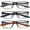 Hubeye TR90 Sports Reading Glasses for Men and Women Ultralight Flexible Anti-Blue Light ReadersStriped Black+Striped Blue+Striped Orange+2.0 view 1