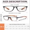 Hubeye TR90 Sports Reading Glasses for Men and Women Ultralight Flexible Anti-Blue Light ReadersStriped Black+Striped Blue+Striped Orange+2.0 view 4