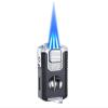 Metal Butane Lighter, Windproof Three-Jet Flame Lighter, Multi-Function Transparent air Window Lighter, Adjustable Flame Lighter, Suitable for Outdoor, Camping, etc.(Black) view 1
