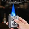 Metal Butane Lighter, Windproof Three-Jet Flame Lighter, Multi-Function Transparent air Window Lighter, Adjustable Flame Lighter, Suitable for Outdoor, Camping, etc.(Black) view 2