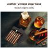Cigar Humidor, Crazy Horse Cowhide Cigar Box, Portable Small Cigar Box, Can Hold 6 Cigars, Lock Drawer Cigar Humidor, for Travel, Business Trip, Outing view 4