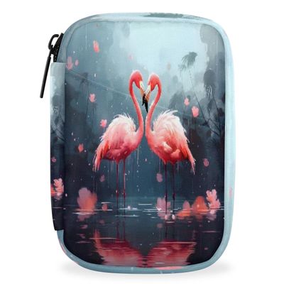 Hsnar Love Flamingo Print Weekly Pill Case Travel Pill Container with Removable 7 Day Pill Organizer for Fish Oil Vitamin Supplement