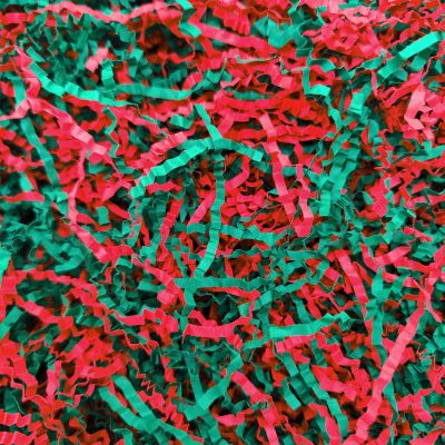 NEWMIAO 1LB Red and Green Crinkle Cut Paper Shred Filler, Gift Box Stuffing Decorative Shredded Crinkle Paper, Holiday Shred Filler for Christmas Gift Bags Baskets and Packaging