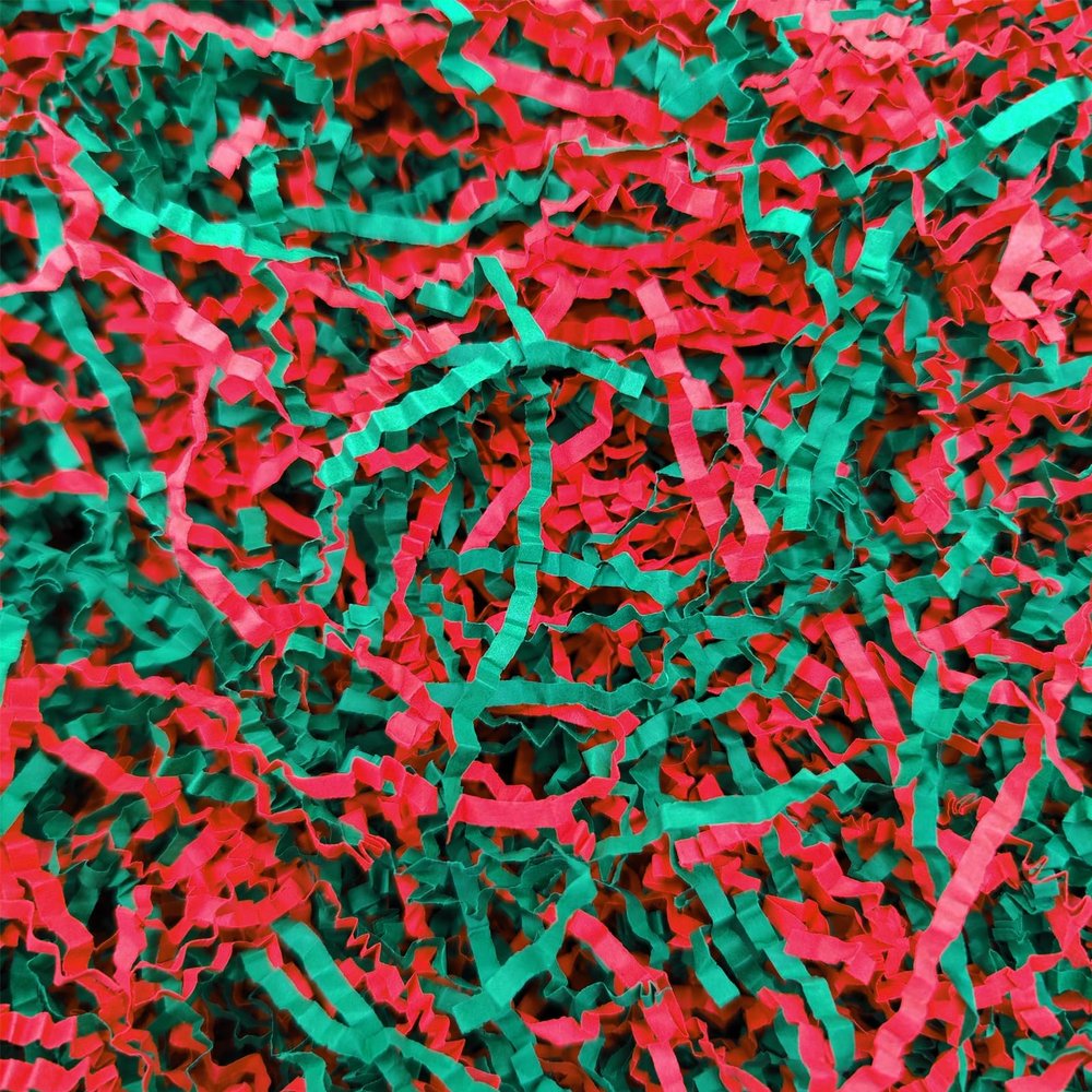 NEWMIAO 1LB Red and Green Crinkle Cut Paper Shred Filler, Gift Box Stuffing Decorative Shredded Crinkle Paper, Holiday Shred Filler for Christmas Gift Bags Baskets and Packaging